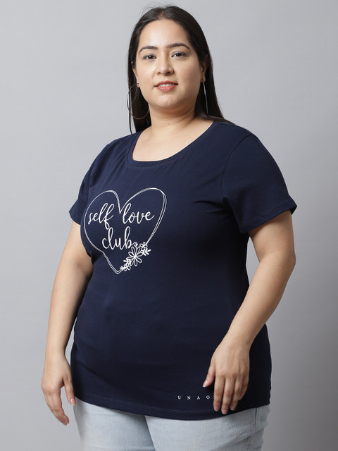 UnaOne Plus Size Pack Of 2 Printed Pure Cotton T-shirt - Image 4