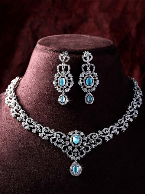 ASMITTA JEWELLERY Silver-Plated CZ-Studded Jewellery Set