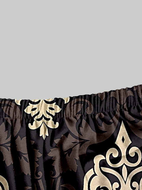 Cortina Black & Beige 6 Pieces Ethnic Motif Printed Super Stretchable Dining Chair Covers - Image 6