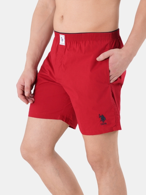 U.S. Polo Assn. Coral Red Solid Pure Cotton Boxers I108-125-PL - Image 2