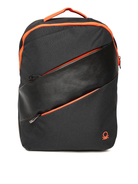 United Colors of Benetton Men Black Laptop Backpack