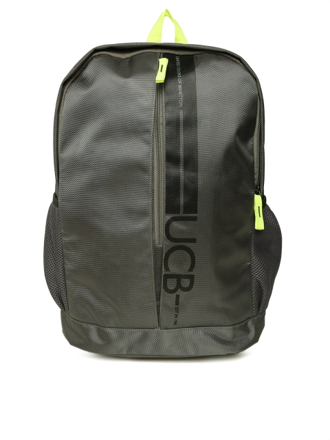 United Colors of Benetton Men Grey Logo Print Laptop Backpack