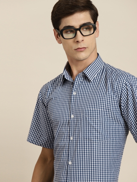 Hancock Men Slim Fit Gingham Checks Wrinkle Resistant Opaque Formal Shirt