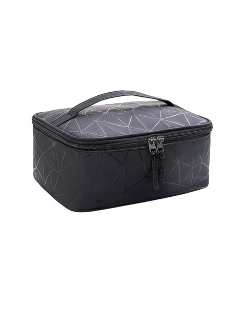 Awestuffs Black Diamond Print Travel Cosmetic Hanging Bag