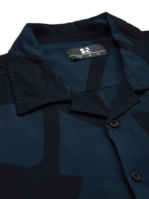 HERE&NOW Men Navy Blue Slim Fit Opaque Casual Shirt - Image 2