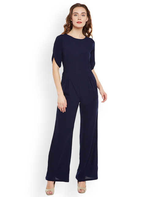 Martini Navy Blue Solid Basic Jumpsuit