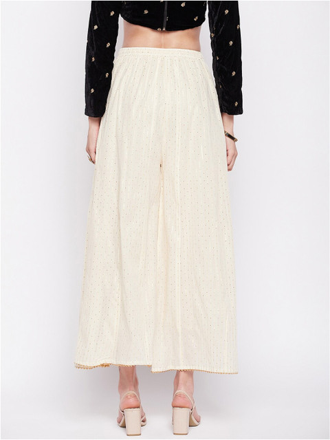 Clora Creation Women Embellished Wide leg Cotton Palazzos - Image 4