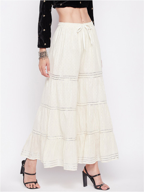 Clora Creation Women Striped Flared Cotton Palazzos - Image 2