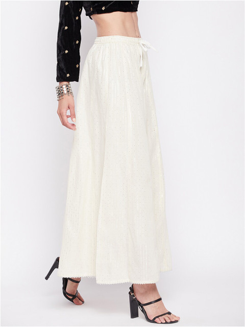 Clora Creation Women Embellished Flared Cotton Palazzos - Image 2