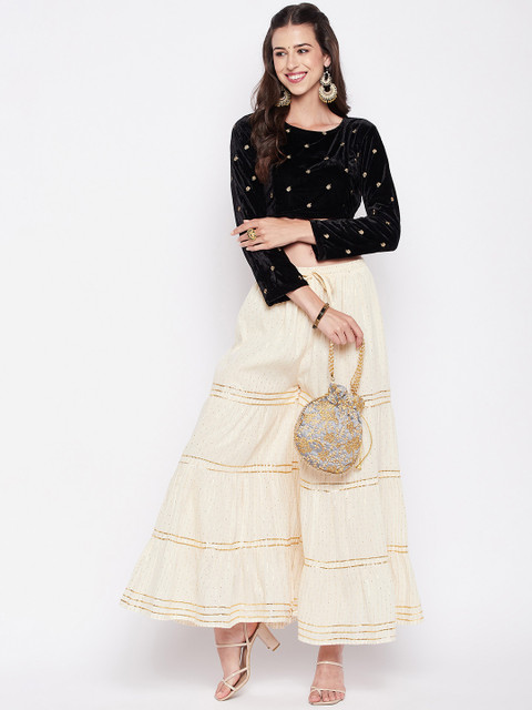 Clora Creation Women Embellished Flared Cotton Ethnic Palazzos - Image 5