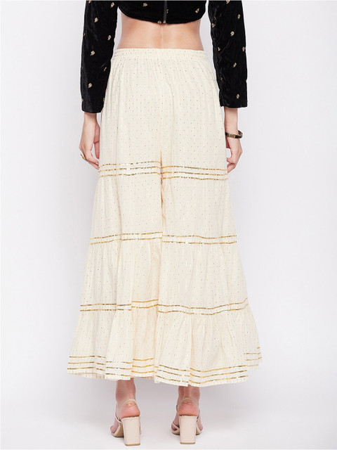 Clora Creation Women Embellished Flared Cotton Ethnic Palazzos - Image 4