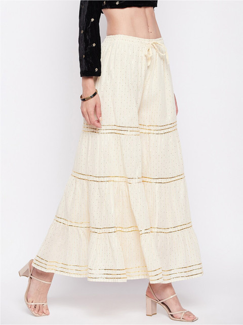 Clora Creation Women Embellished Flared Cotton Ethnic Palazzos - Image 2