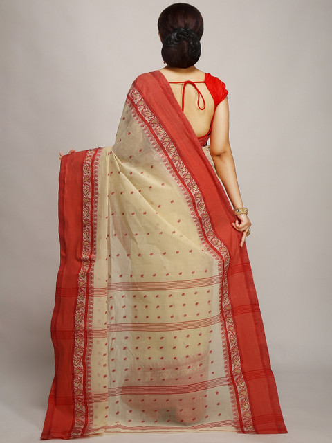 WoodenTant Ethnic Motif Pure Cotton Taant Saree - Image 3