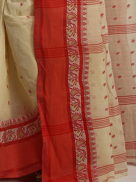 WoodenTant Ethnic Motif Pure Cotton Taant Saree - Image 4