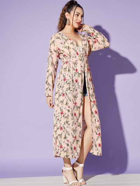 WoowZerz Women Floral Printed Longline Button Shrug - Image 5
