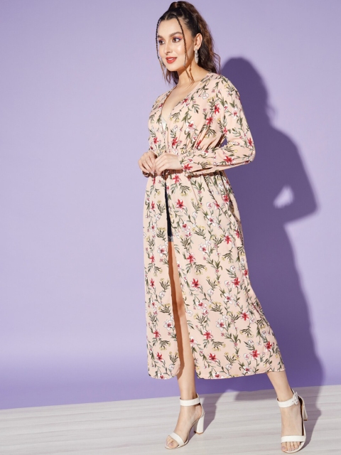 WoowZerz Women Floral Printed Longline Button Shrug - Image 3