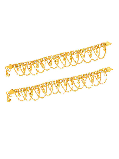 Sukkhi 2-Pcs Gold-Plated Kundan-Studded Anklet - Image 2