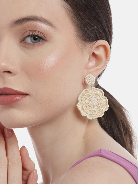 RICHEERA Floral Beaded Drop Earrings - Image 4