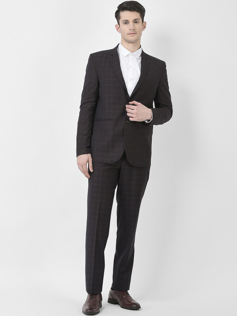 Crimsoune Club Men Checked Single-Breasted 2-Piece Formal Suit