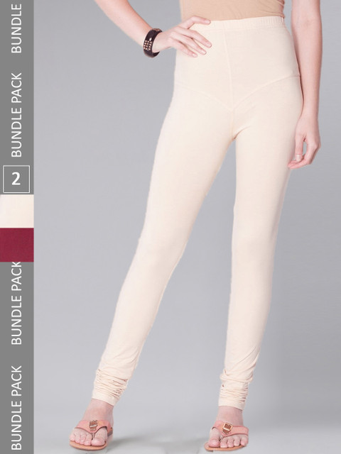 Dollar Missy Women Pack Of 2 Cotton Super Soft Full Length Churidar Leggings