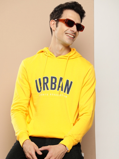 HERE&NOW Pure Cotton Typography Printed Hooded Sweatshirt