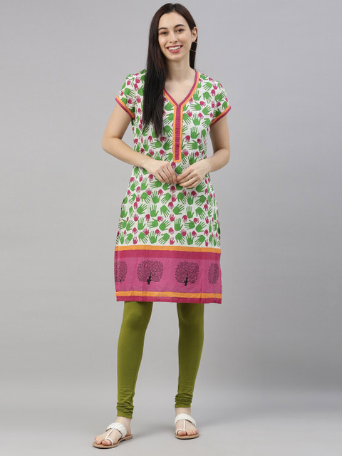 TWIN BIRDS Pure Cotton Ethnic Churidar Length Leggings - Image 5
