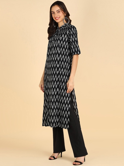 ZNX Clothing Chevron Printed Mandarin Collar Cotton Kurta - Image 3