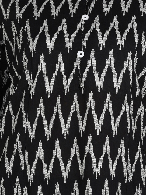 ZNX Clothing Chevron Printed Mandarin Collar Cotton Kurta - Image 6