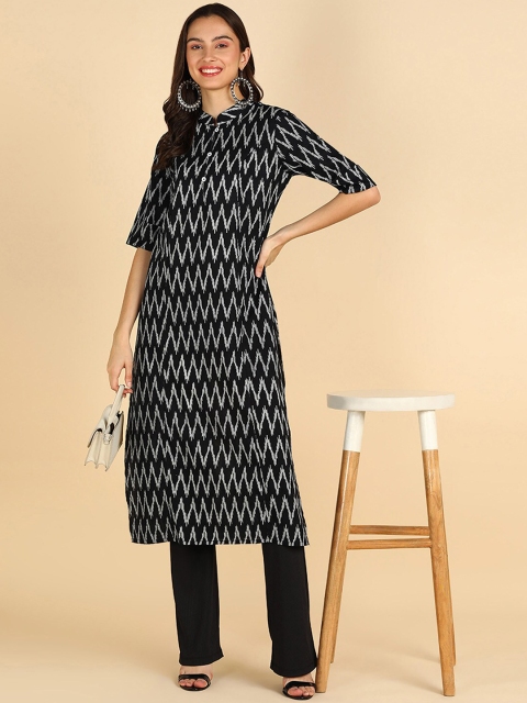 ZNX Clothing Chevron Printed Mandarin Collar Cotton Kurta - Image 5