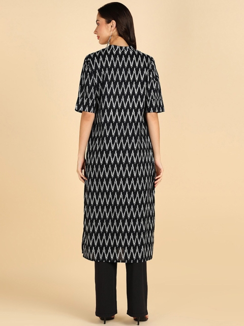 ZNX Clothing Chevron Printed Mandarin Collar Cotton Kurta - Image 4