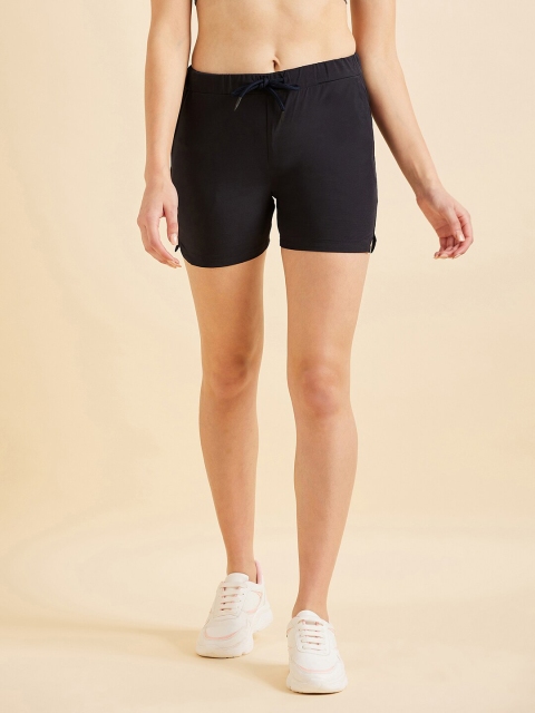 Sweet Dreams Women Navy Blue Mid-Rise Lounge Shorts