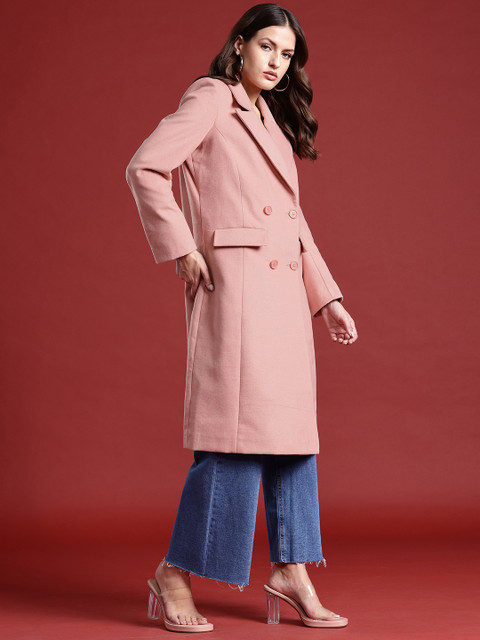 all about you Solid December-Frosty Winters-Quilt Club Knee Length Trench Coat - Image 3