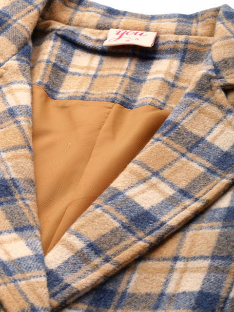 all about you Notched Lapel Checked Single-Breasted Trench Coat - Image 2