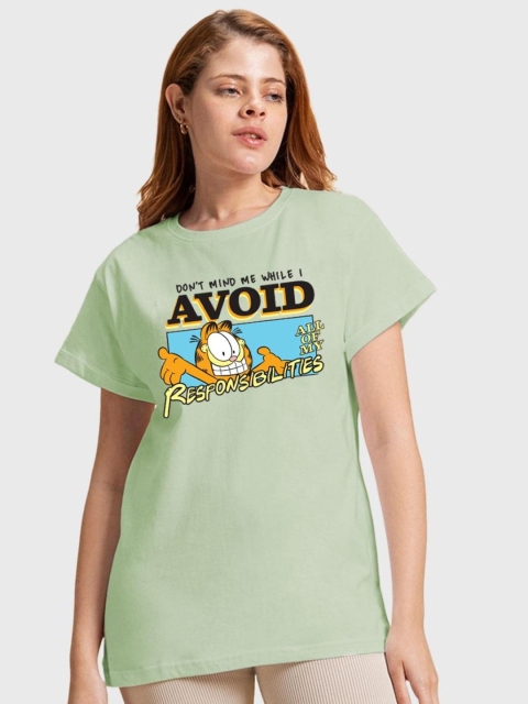 Bewakoof x OFFICIAL GARFIELD MERCHANDISE Graphic Printed Boyfriend T-shirt