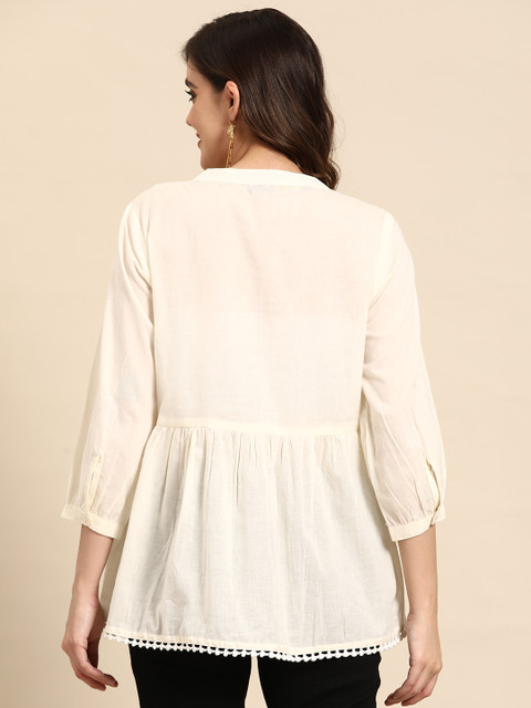 Sangria X fwd Ethnic Motifs Yoke Design Pure Cotton Short Kurti - Image 5