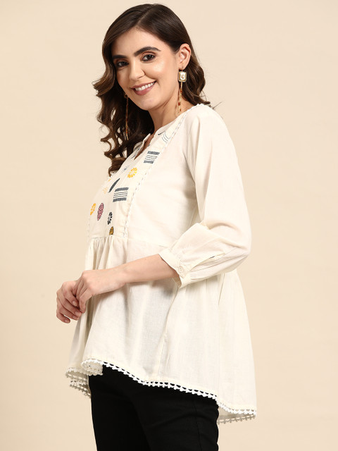 Sangria X fwd Ethnic Motifs Yoke Design Pure Cotton Short Kurti - Image 4