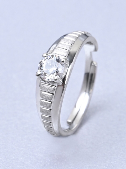 Clara 925 Sterling Silver CZ-Studded Adjustable Finger Ring