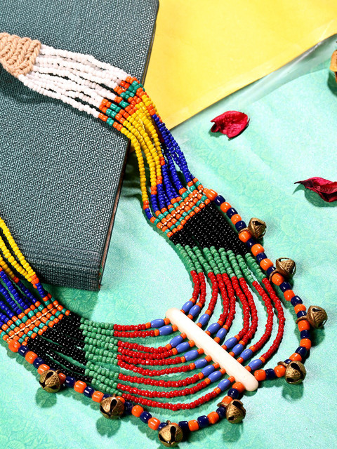 Bamboo Tree Jewels Red & Blue Tribal Necklace