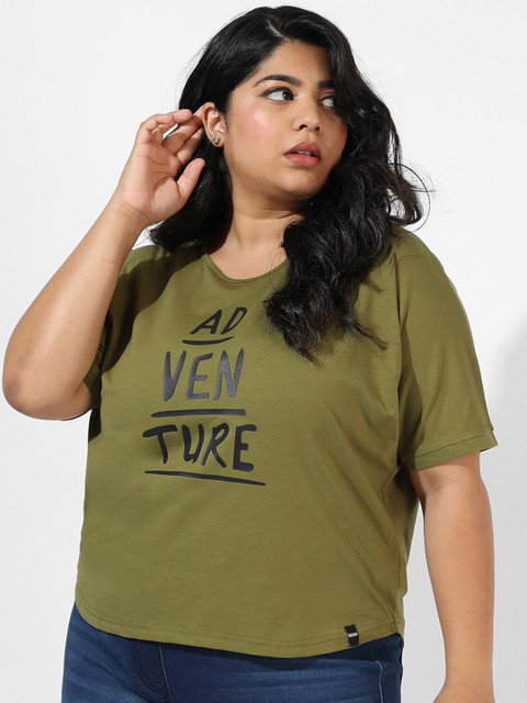 Instafab Plus Typography Printed Cotton Top