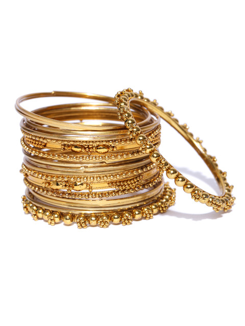 YouBella Set of 20 Antique Gold-Toned Bangles