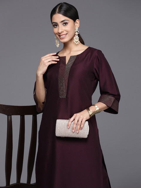 Libas Women Yoke Design Regular Thread Work Kurta with Trousers