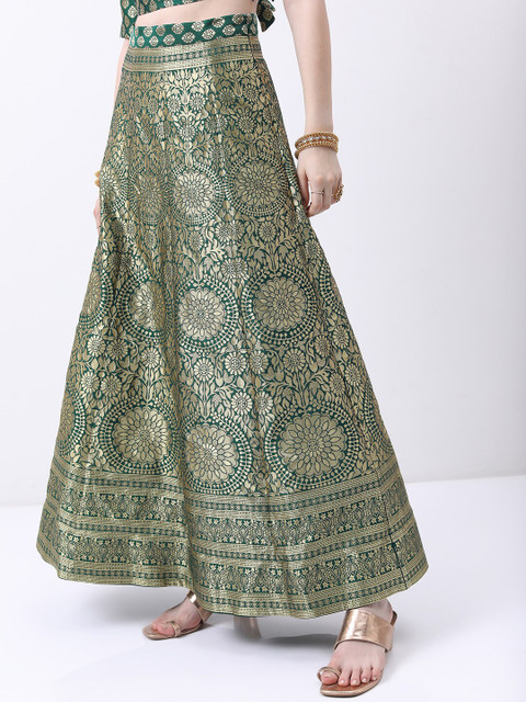 Vishudh Green Ethnic Motifs semi-stitched Blouse and Lehenga & Blouse With Dupatta - Image 7