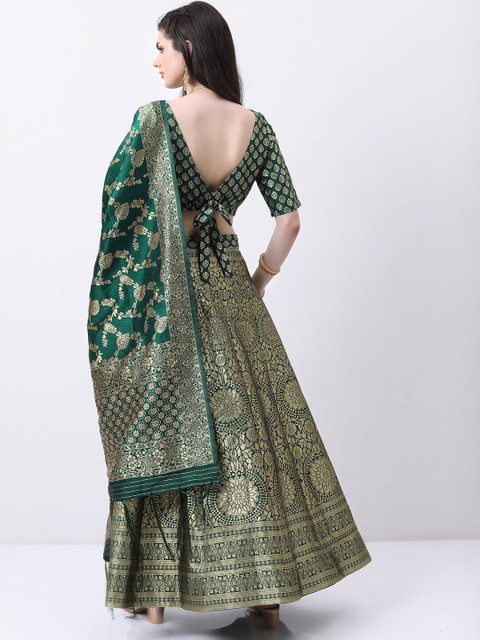 Vishudh Green Ethnic Motifs semi-stitched Blouse and Lehenga & Blouse With Dupatta - Image 5