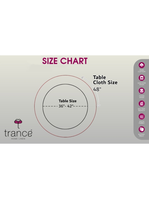 Trance Home Linen Pink & White Floral Printed 4-Seater Cotton Circular Table Cloth - Image 4