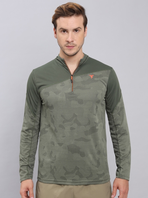 Technosport Men Colourblocked High Neck Antimicrobial Slim Fit T-shirt