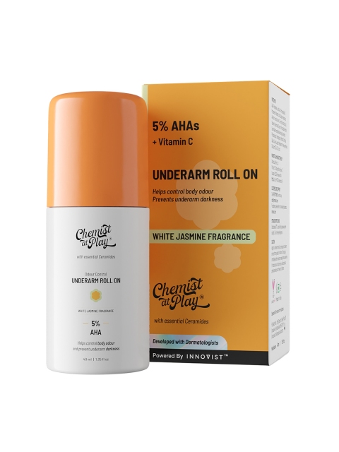 Chemist at Play White Jasmine Underarm Roll On Deodorant with 5% AHA & Lactic Acid - 40 ml