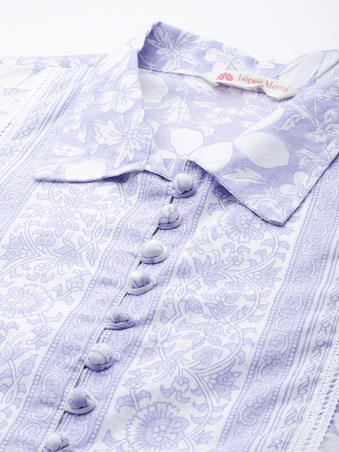 Jaipur Morni Pure Cotton Floral Print Fit & Flare Dress - Image 2