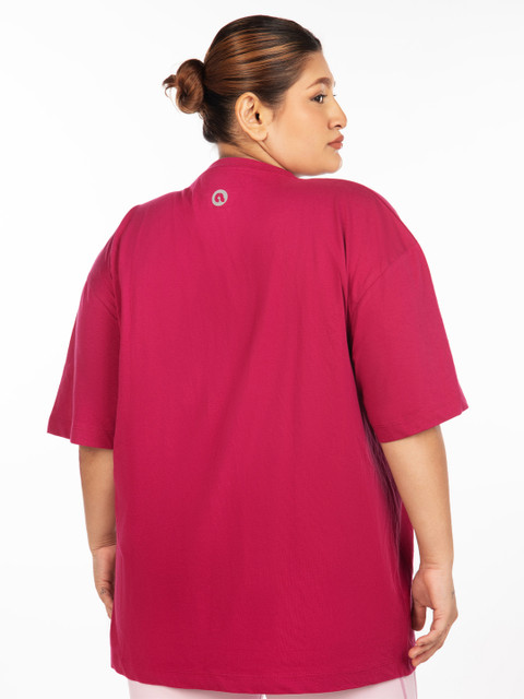 aastey Plus Size Typography Printed Drop Shoulder Sleeves Oversized T-Shirt - Image 3