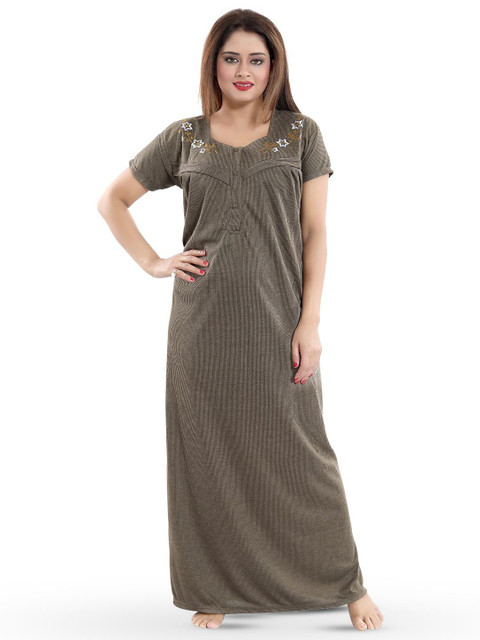 Fabme Striped Maternity Maxi Nightdress