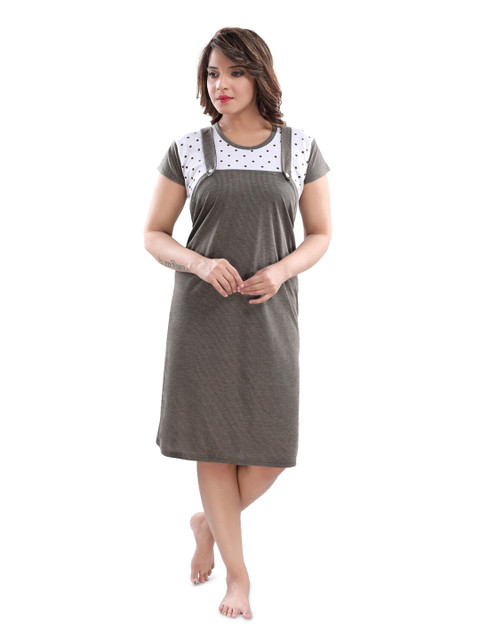 Fabme Striped Maternity Midi Nightdress
